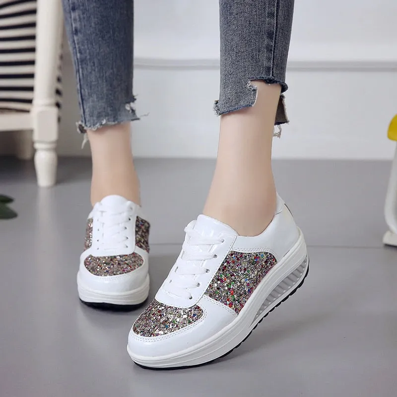 2020 Fashion Women Sneakers Shoes Fashion High Top Bling Women Vulcanized Shoes Platform Causal Women Shoes Sneakers Spring