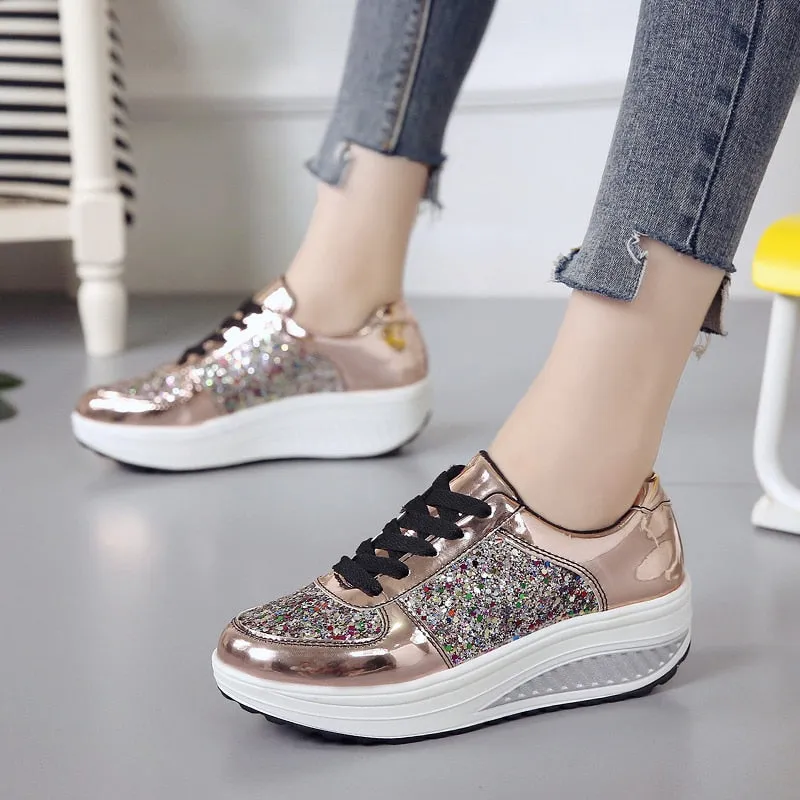 2020 Fashion Women Sneakers Shoes Fashion High Top Bling Women Vulcanized Shoes Platform Causal Women Shoes Sneakers Spring