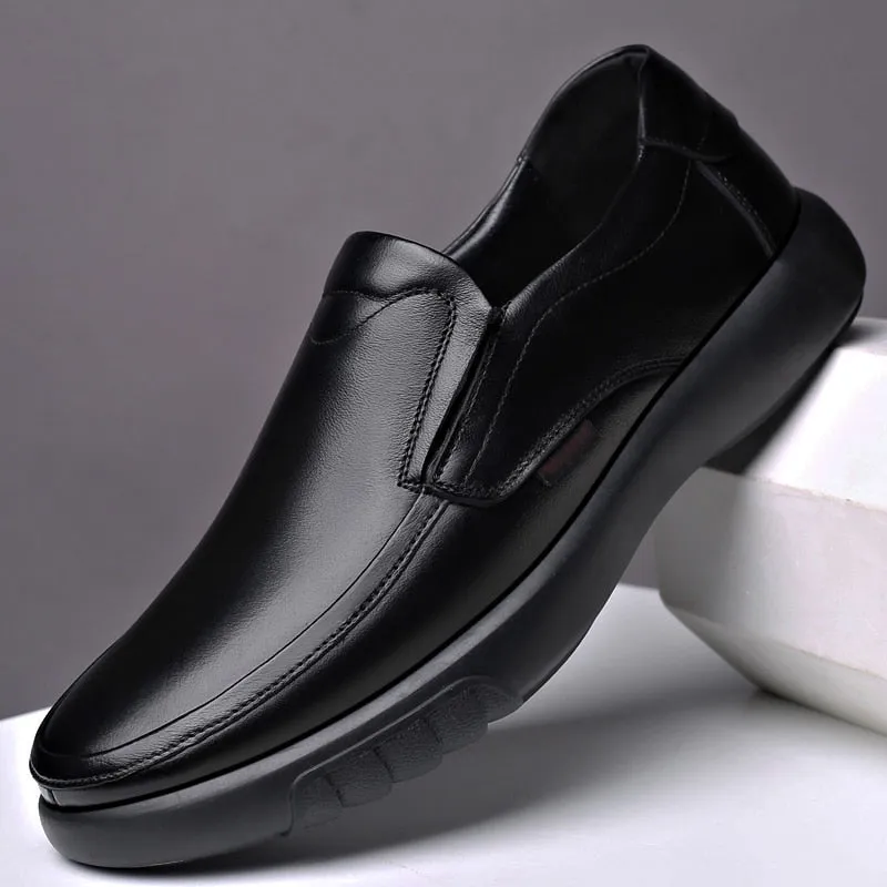 2022 Men&#39;s Genuine Leather Microfiber Leathe shoes 38-47 Soft Anti-slip Rubber Loafers Man Casual Leather Shoes