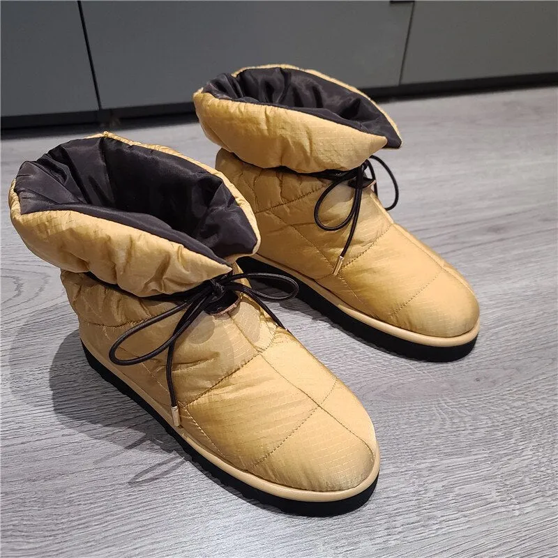 2023 Luxury Brand Winter Ankle Boots for Women Fashion Lace Up Warm Female Snow Boots Platforms Casual Short Shoes Woman Boots