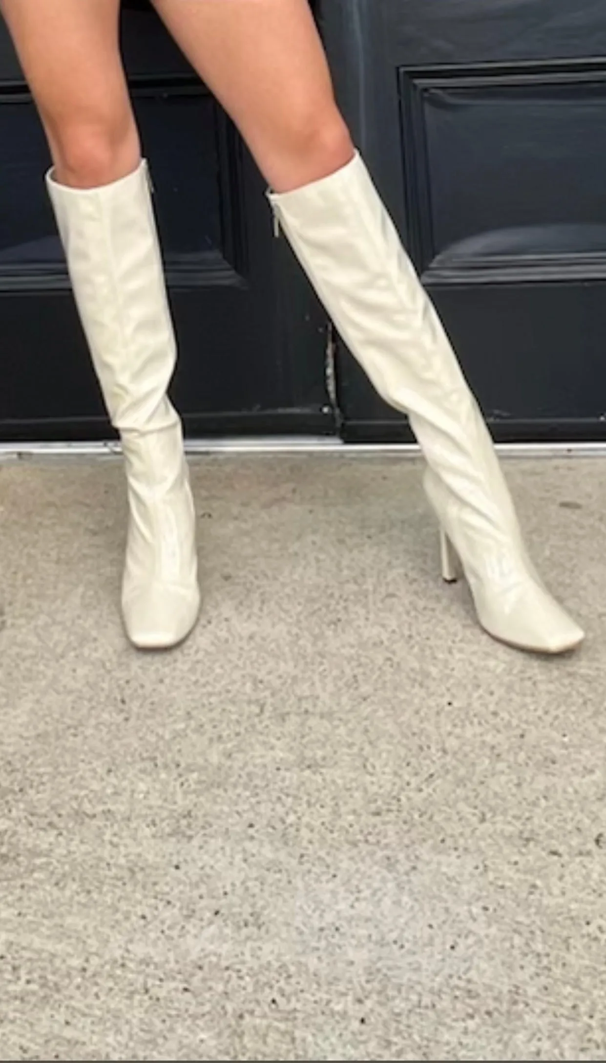 A Splash Of Cream Patent Kner High Boots