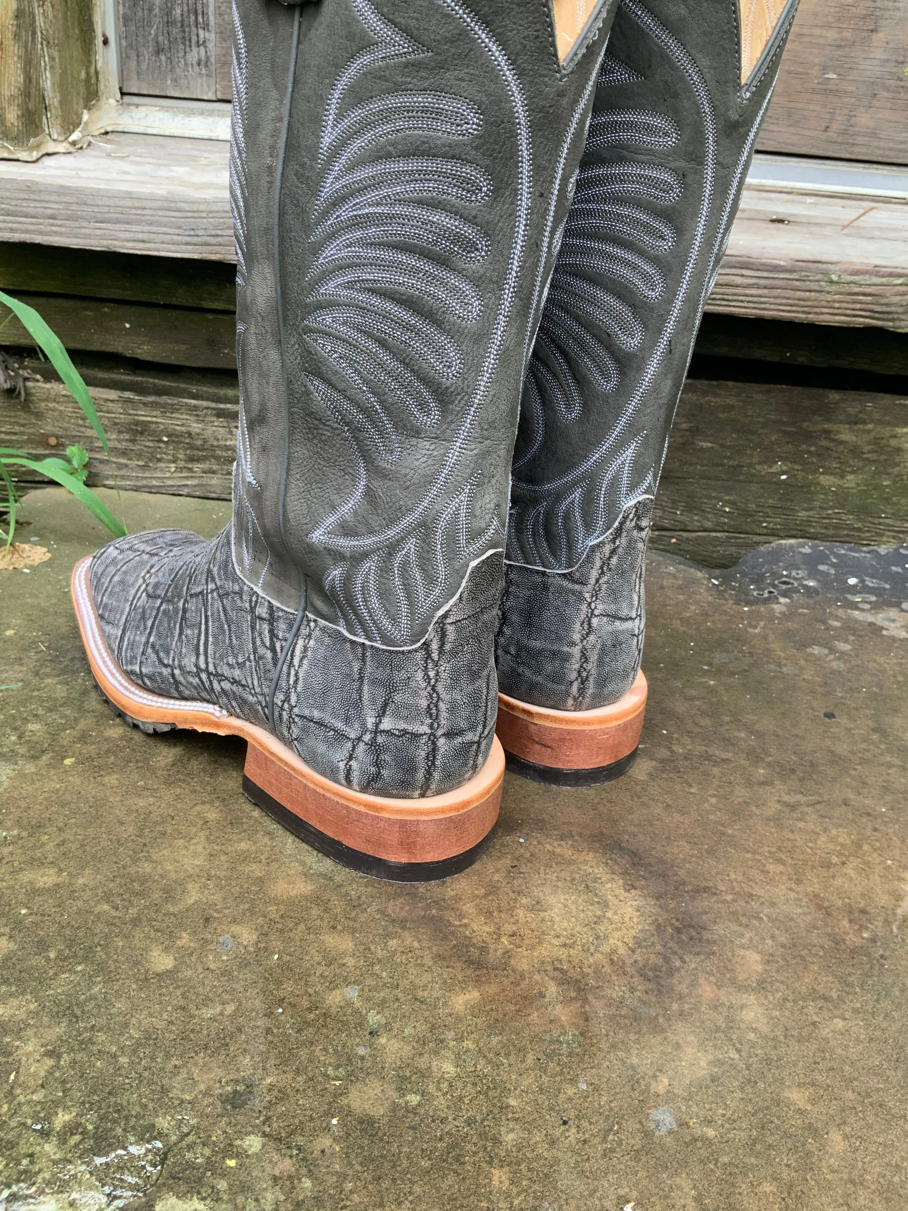 Anderson Bean Men's 13" Granite Safari Elephant Square Toe Cowboy Boots 335356