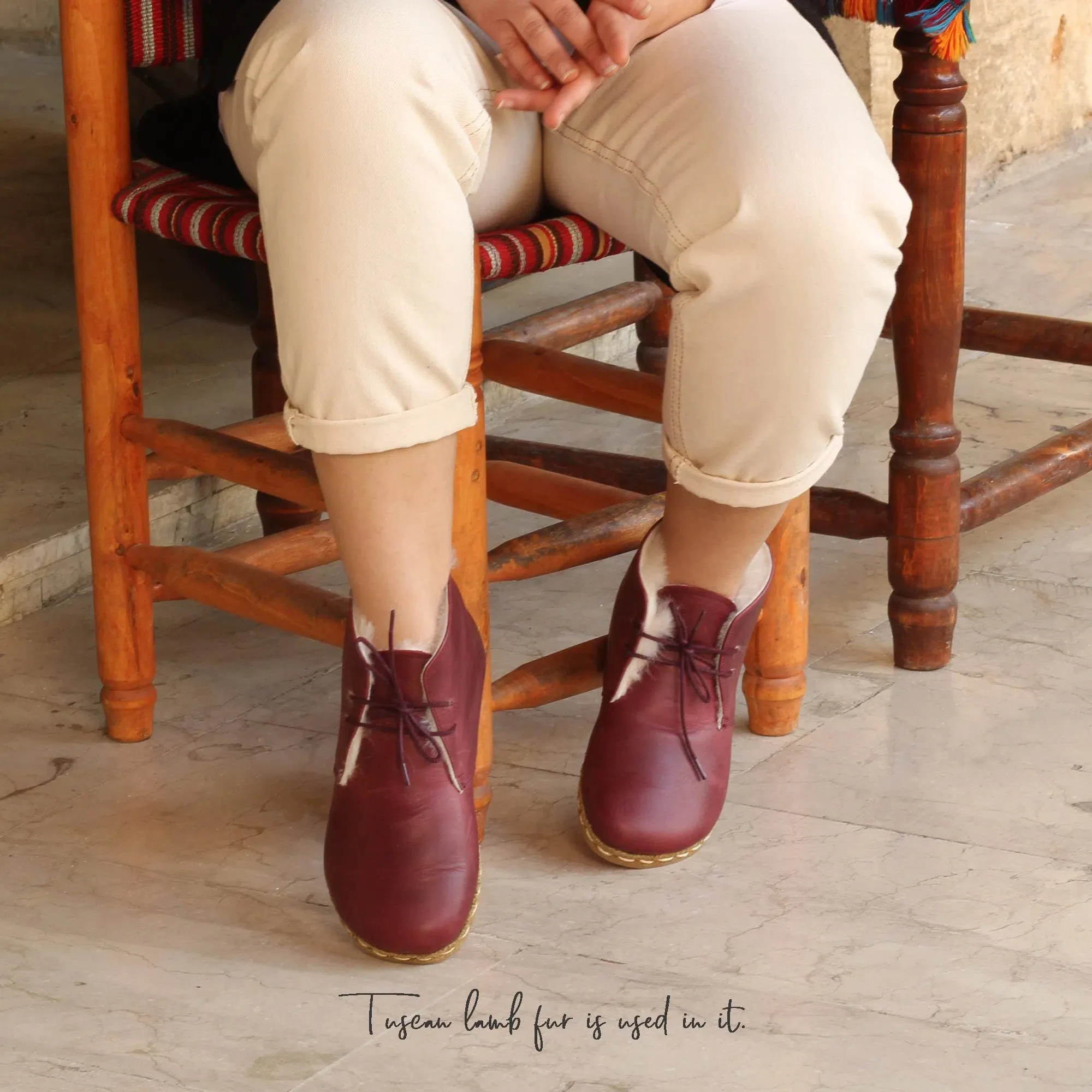 Barefoot Grounding Ankle Boots Burgundy Women