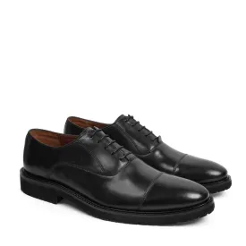 Black Leather Lightweight Oxford Lace-Up Shoes