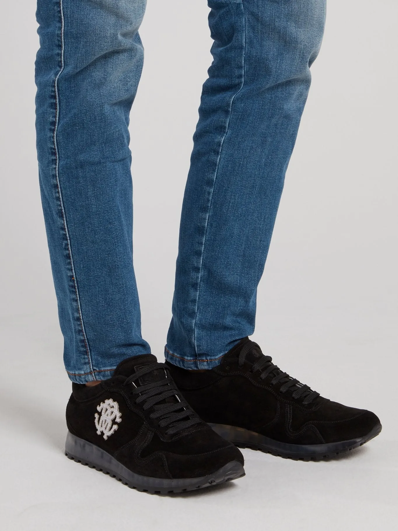 Black Logo Appliquéd Suede Sneakers