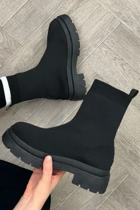 Black Sock Boots Chunky Sole