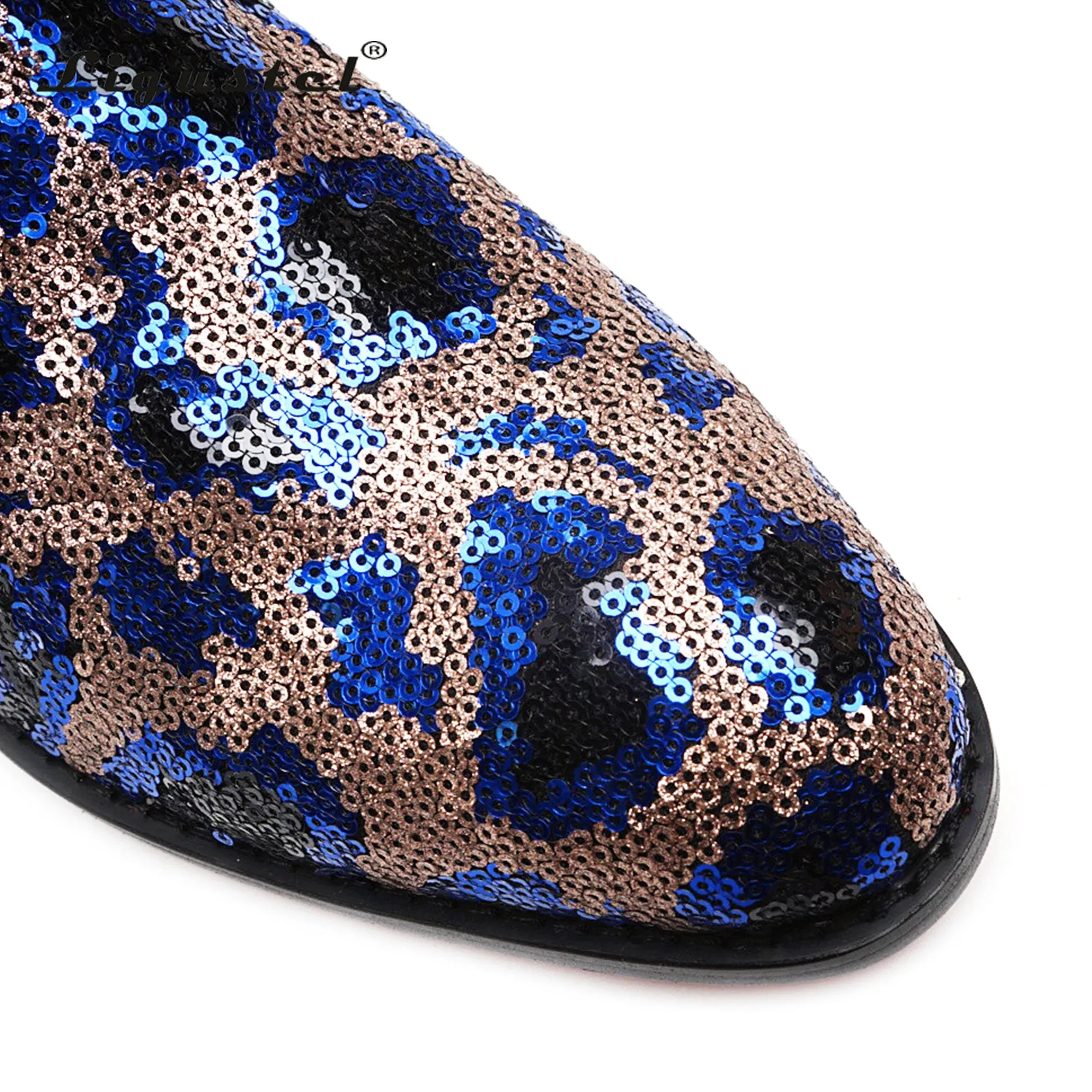 Blue Sequin Men's Fashion Shoes