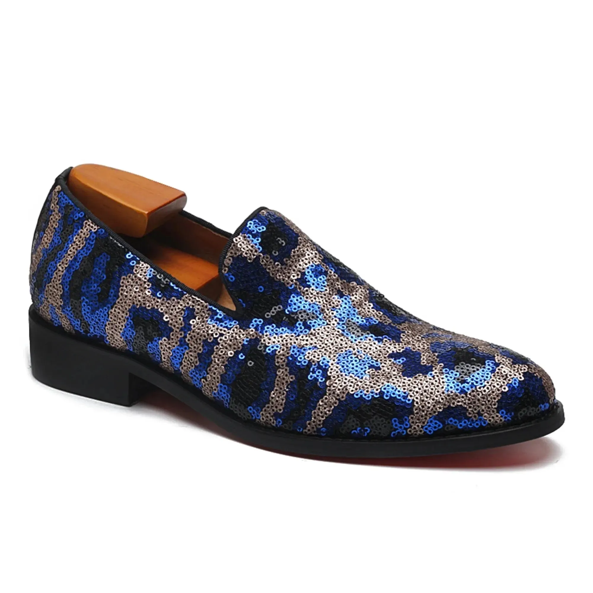 Blue Sequin Men's Fashion Shoes