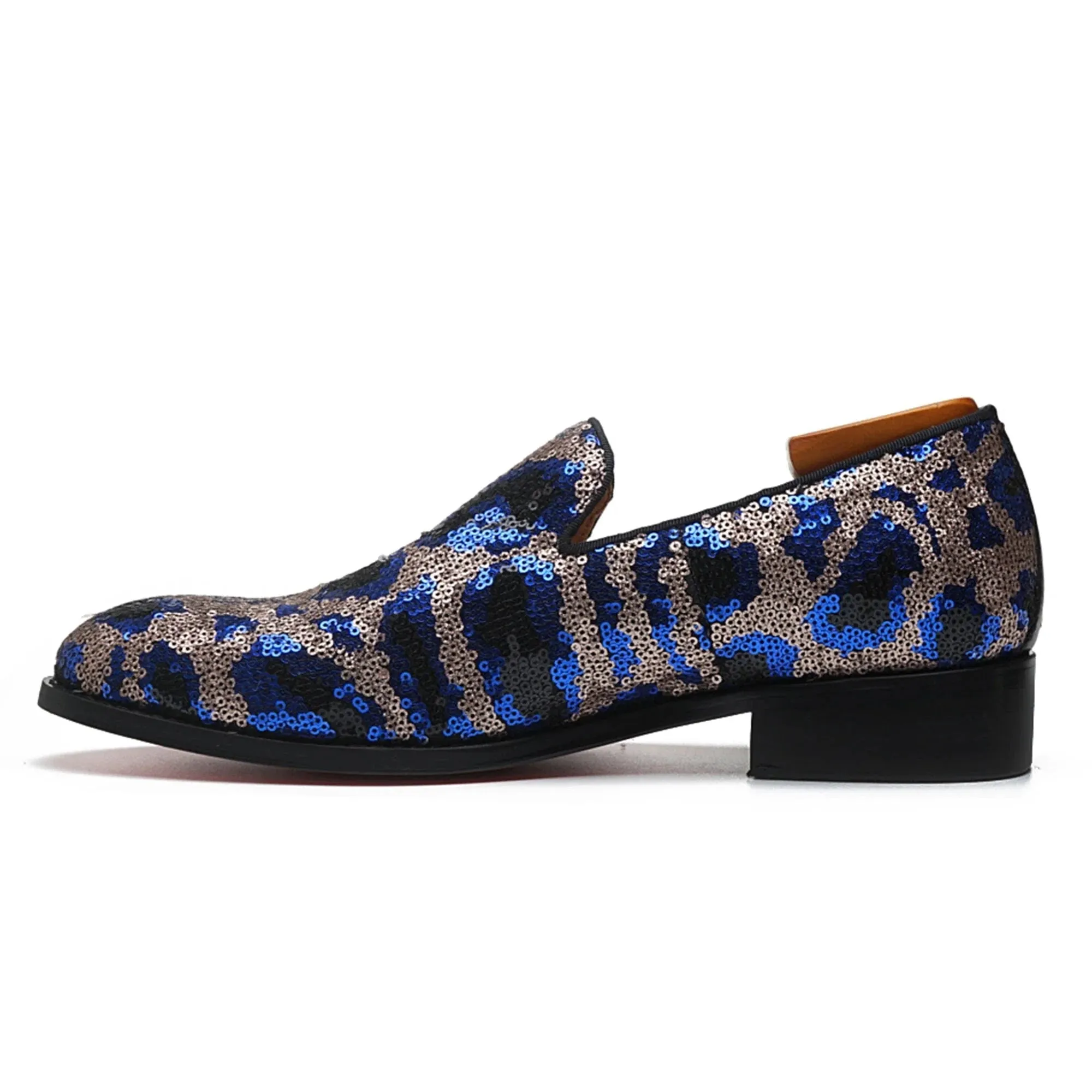 Blue Sequin Men's Fashion Shoes