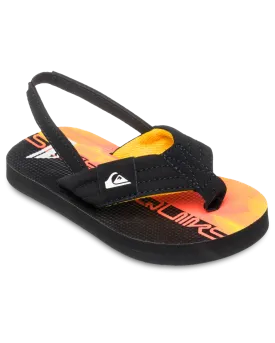 Boys Molokai Layback Toddler Flip Flops in Fiery Coral Wordblock