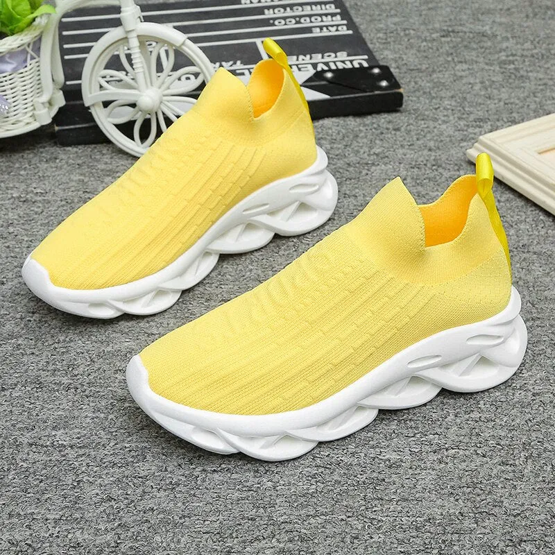 Breathable Knit Platform Women's Sneakers  Summer Non-slip Casual Sports Shoes Ladies Slip on Soft Sole Sneaker Shoes Flats