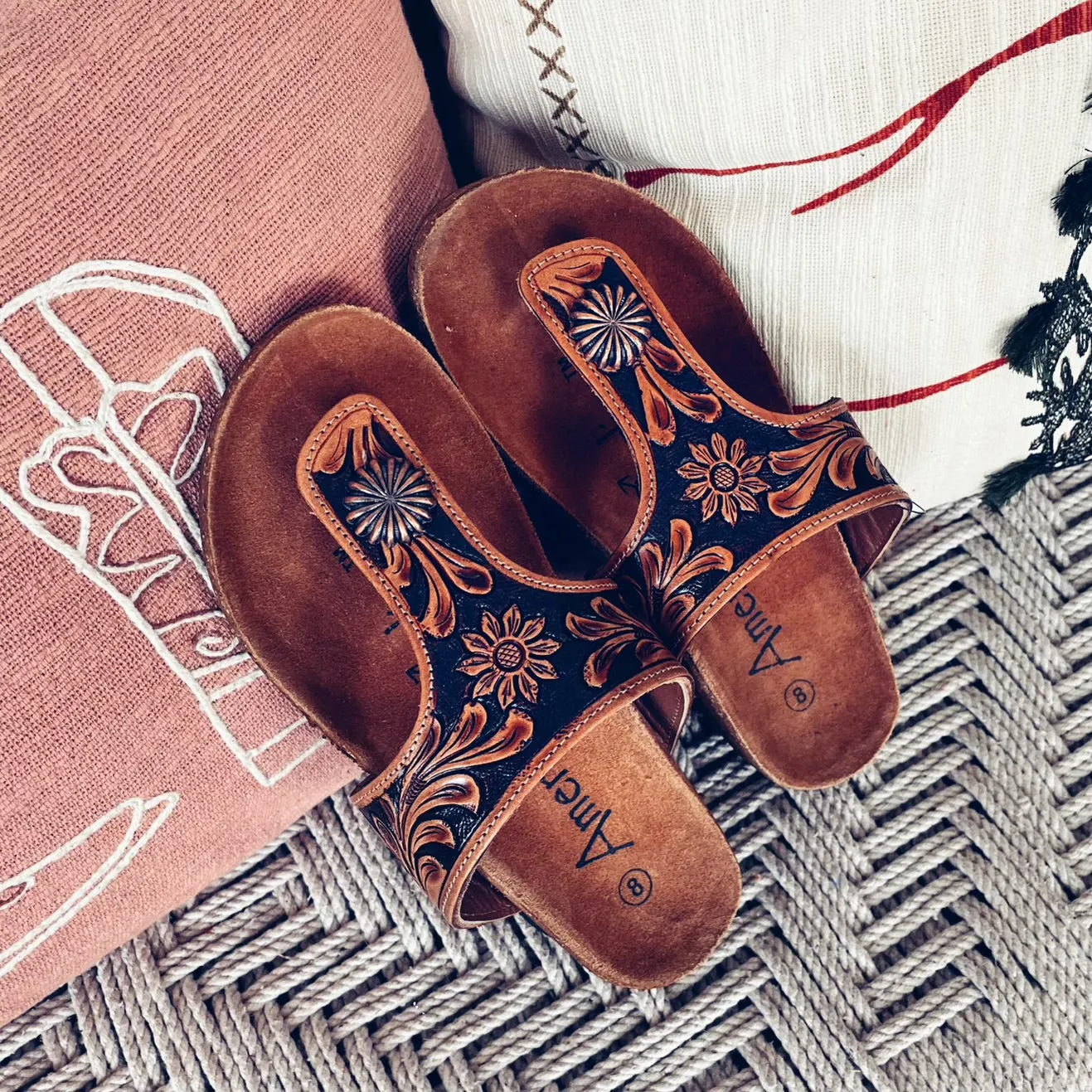 Caldwell Hand Tooled Leather Sandals