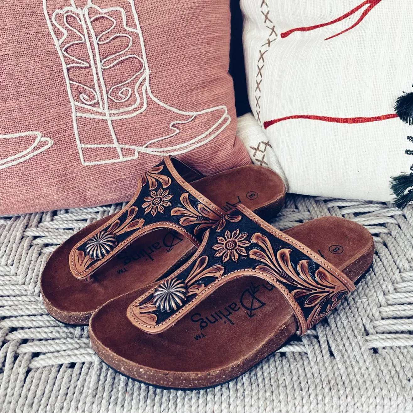 Caldwell Hand Tooled Leather Sandals