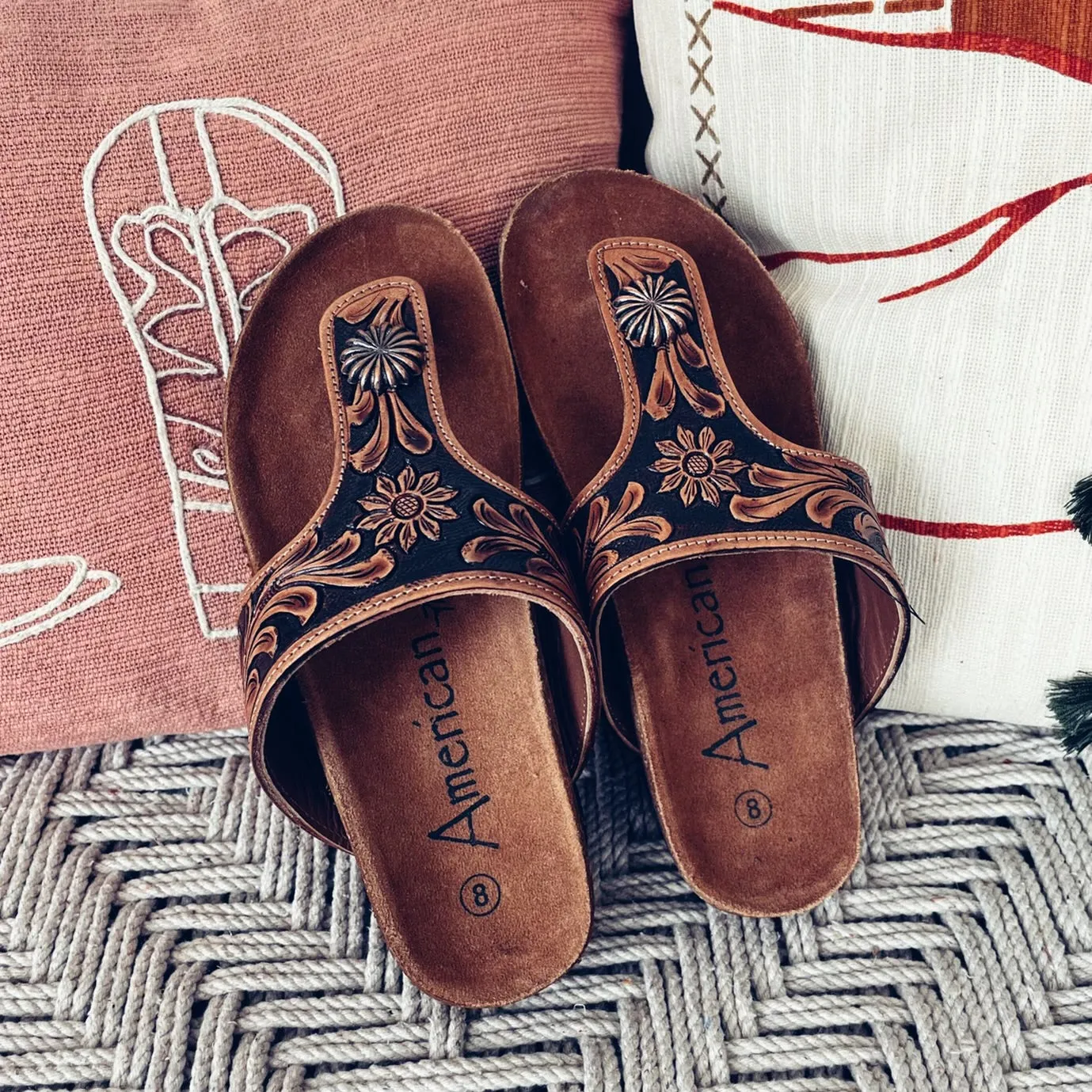 Caldwell Hand Tooled Leather Sandals