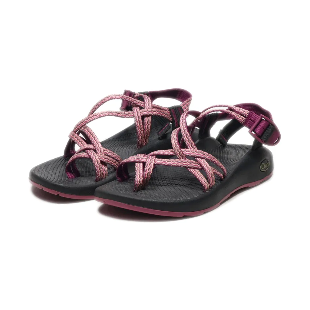 Chaco Flat Sandals Fabric Maroon Colour For Women