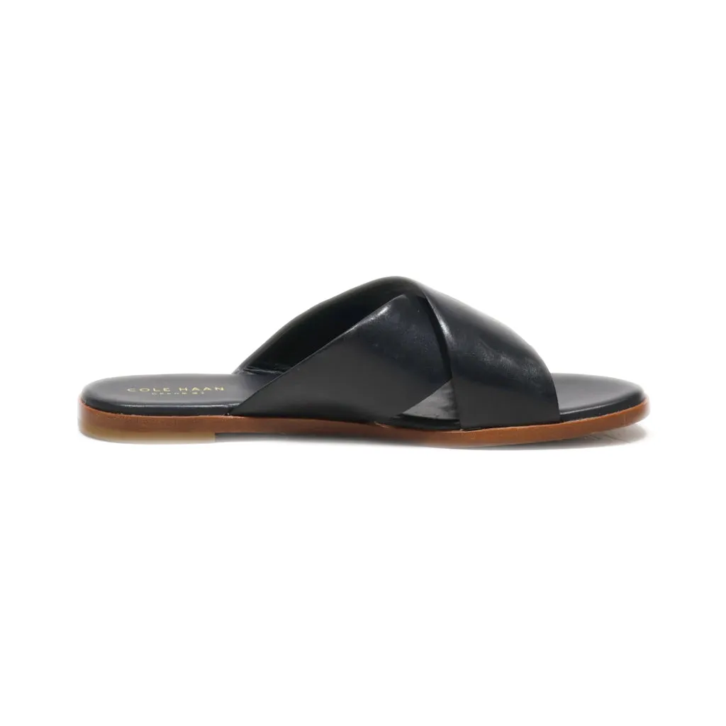 Cole Haan Flat Sandals Leather Black Colour For Women