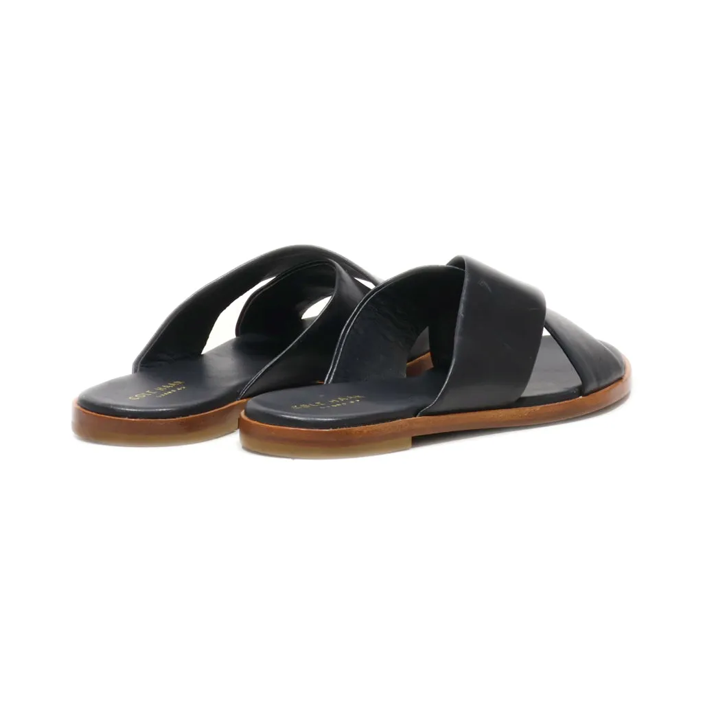 Cole Haan Flat Sandals Leather Black Colour For Women