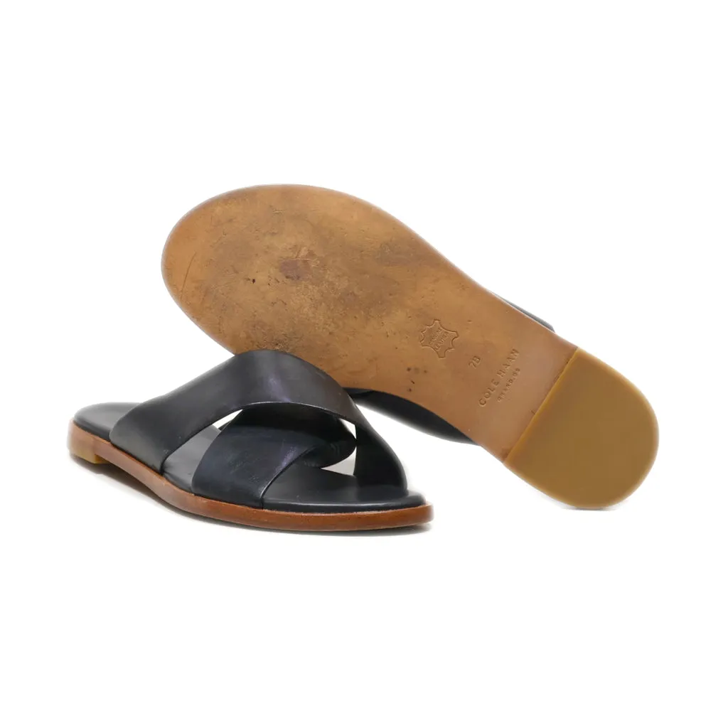 Cole Haan Flat Sandals Leather Black Colour For Women