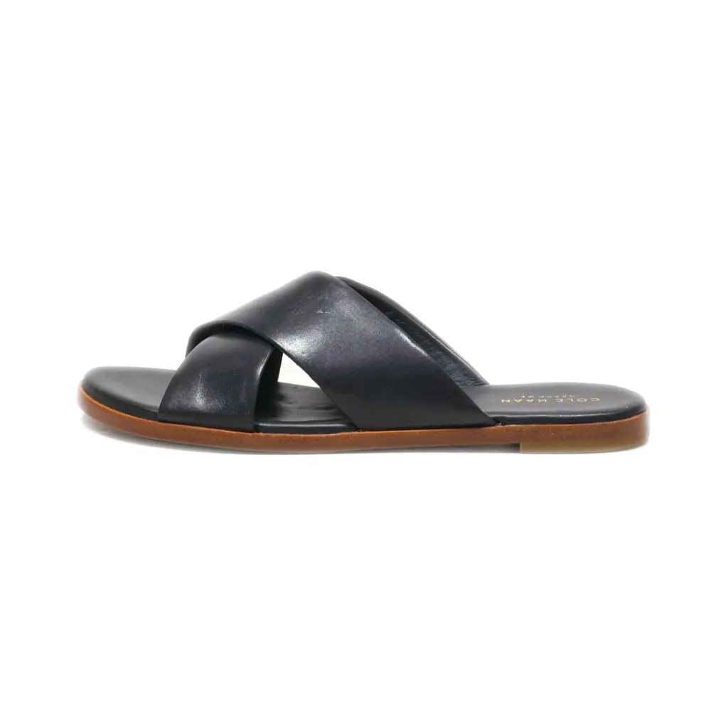 Cole Haan Flat Sandals Leather Black Colour For Women