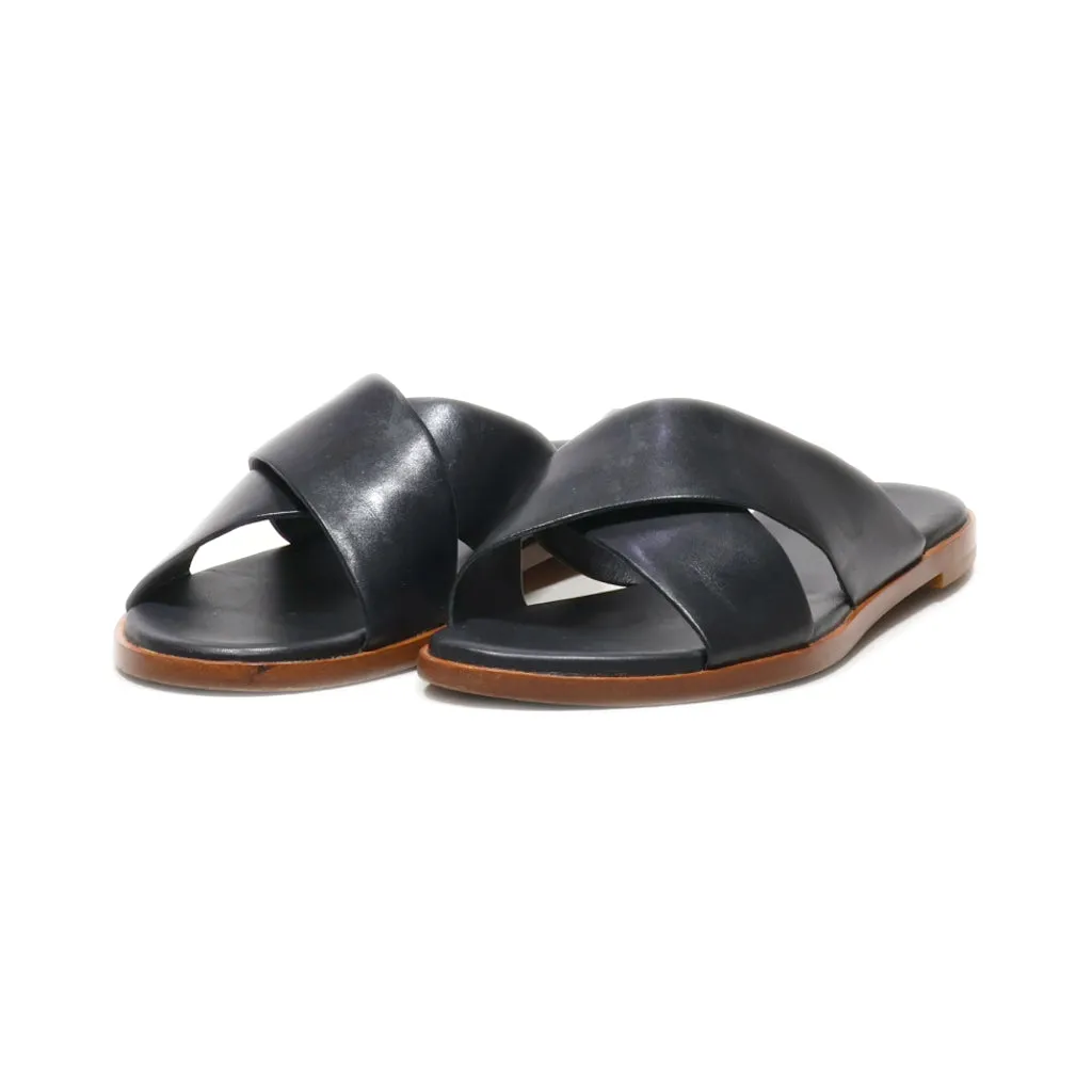 Cole Haan Flat Sandals Leather Black Colour For Women