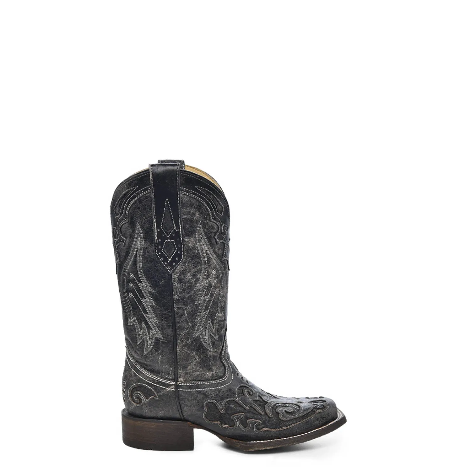 Corral Ladies Inlay Black Python/Cowhide Cowgirl Boots