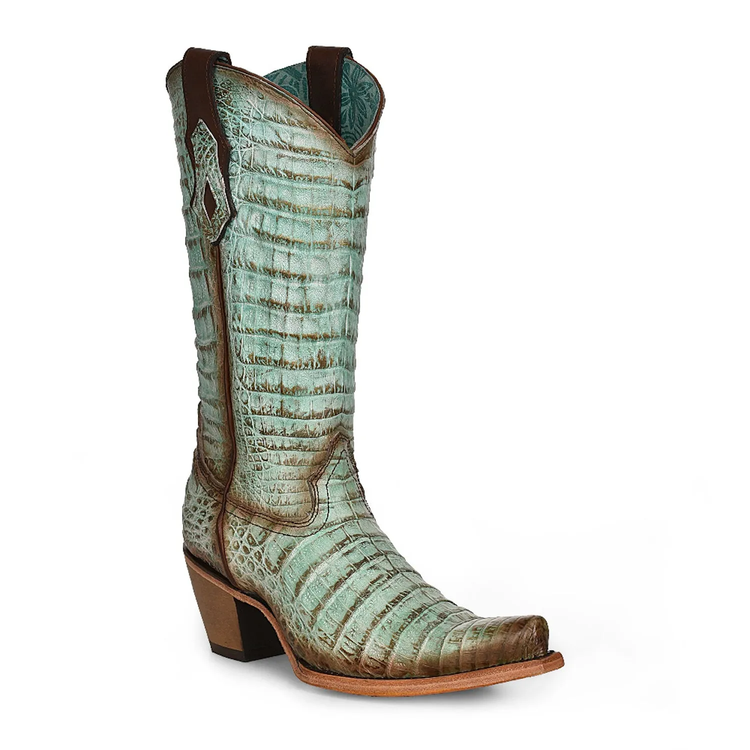 Corral Womens C3998 Jade Green Caiman Exotic Cowboy Boots