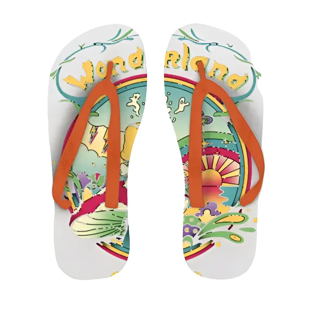 Day Dreamer Adult Flip Flops - Customizable Full Color Print, Soft Plastic Straps