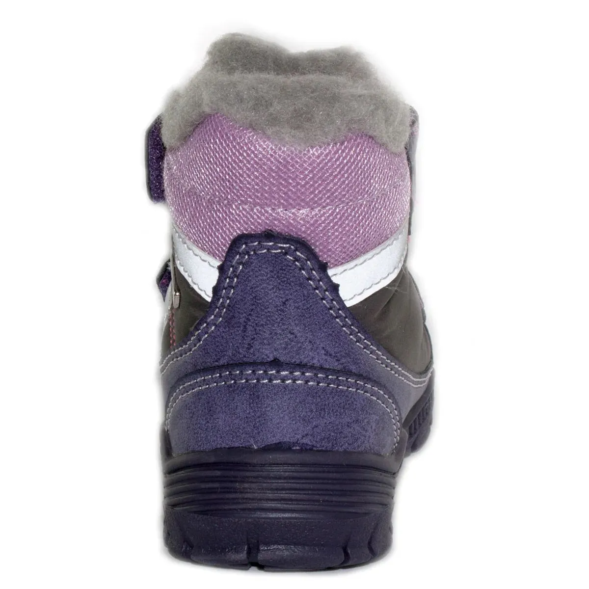 D.D. Step Little Kid Girl Shoes/Winter Boots With Faux Fur Insulation Purple Pink And Grey Star - Supportive Leather Shoes From Europe Kids Orthopedic