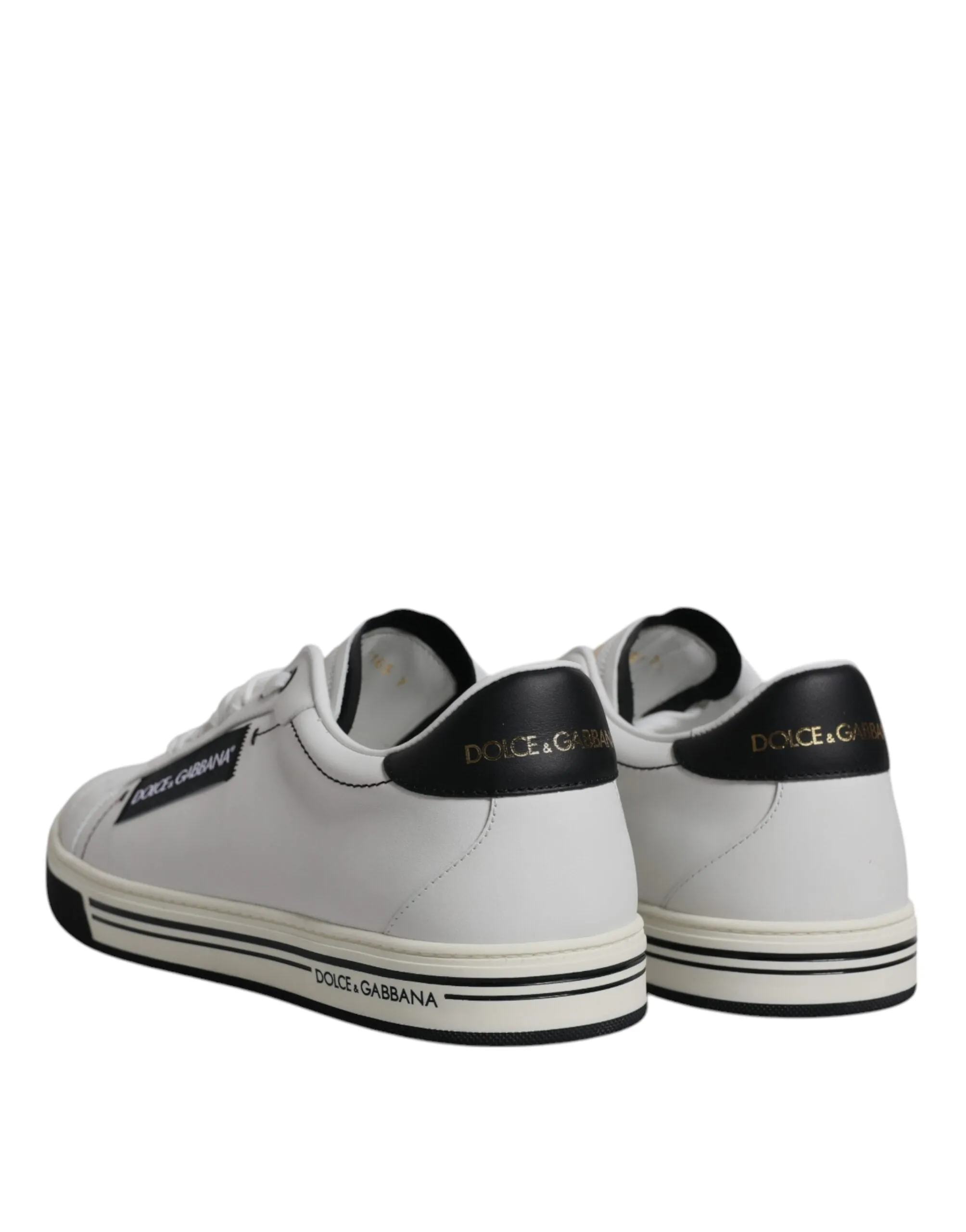 Dolce & Gabbana White Leather Low Top Men Sneakers Shoes