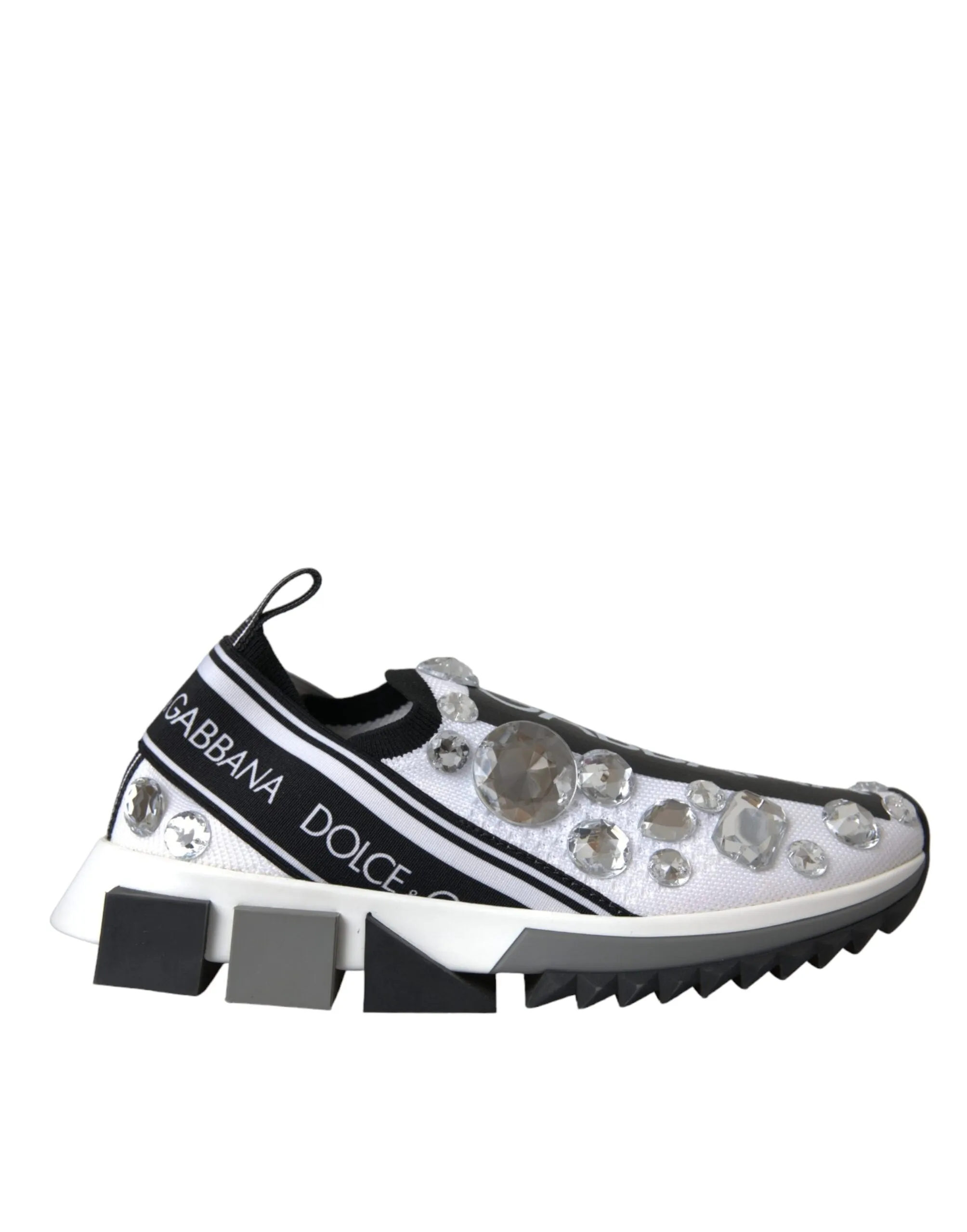 Dolce & Gabbana White Sorrento Crystals Sneakers Sko