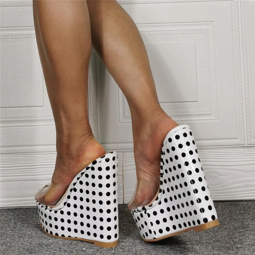 Dot Wedge Platform Peep Toe High Heel Sandals