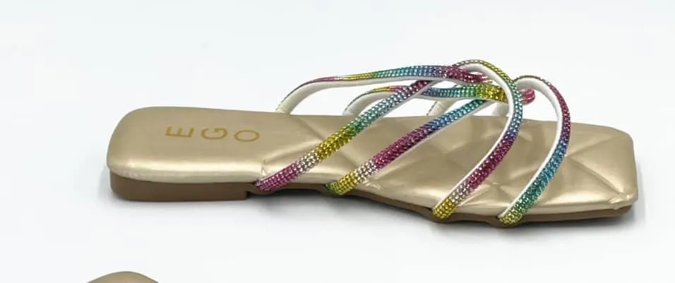 EGO Classic Flat heel Multi Coloured With Gold Sole Design Slipper