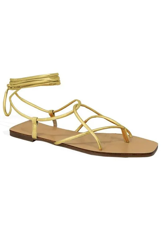 Emmy Lace Up Sandals - Gold