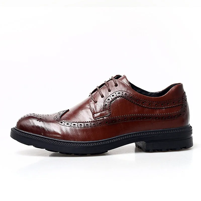 Europe Fashion Genuine Leather Shoes Men Formal Dress Shoes British Gentleman Brogue Shoes Slip-On Men Oxfords Shoes