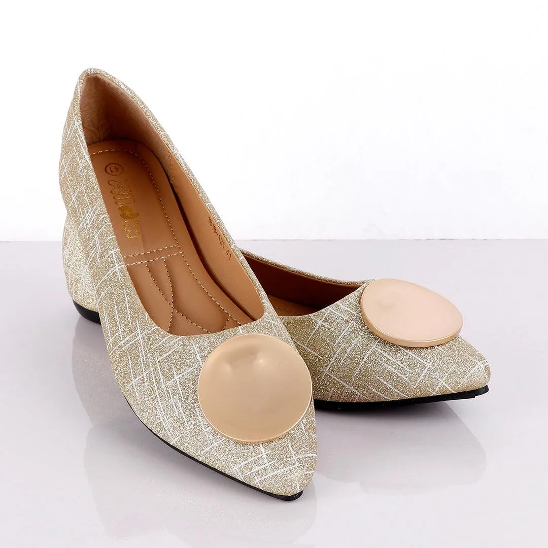 Fashionable Classic Champagne Gold Women's Flat Shoe