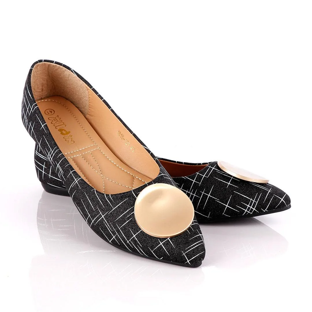 Fashionable Classic Shinning Black Women's Flat Shoe