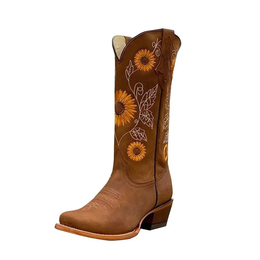 Funki Buys | Boots | Women's Embroidered Flower Cowboy Boot