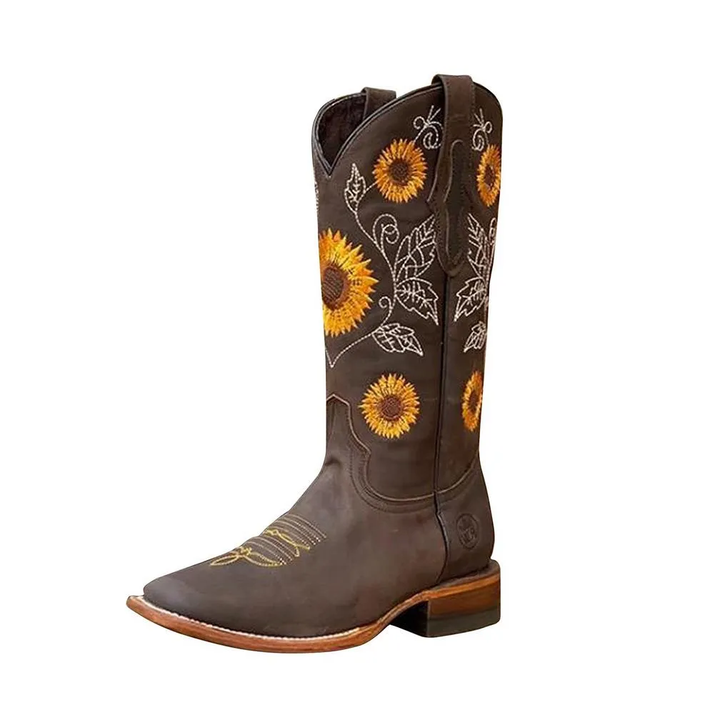 Funki Buys | Boots | Women's Embroidered Flower Cowboy Boot