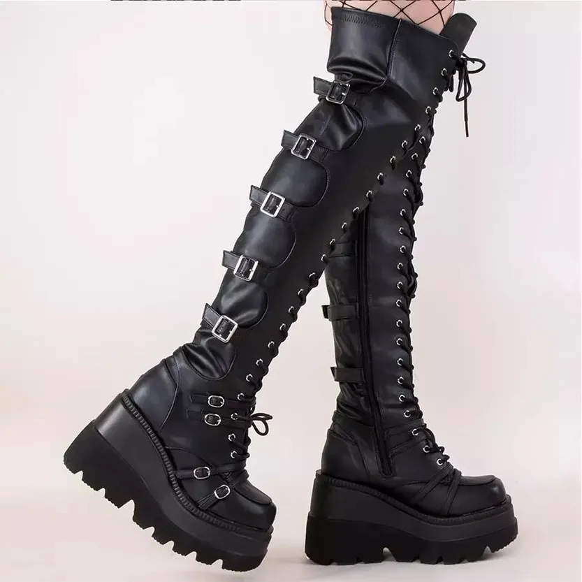 Funki Buys | Boots | Women's Gothic Over Knee Platform Boots