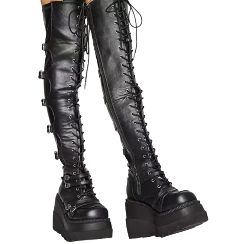 Funki Buys | Boots | Women's Gothic Over Knee Platform Boots