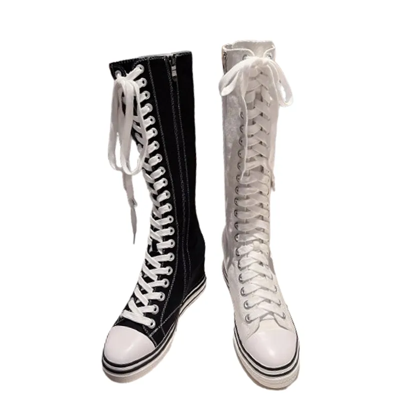 Funki Buys | Boots | Women's Knee High Platform Canvas Boots