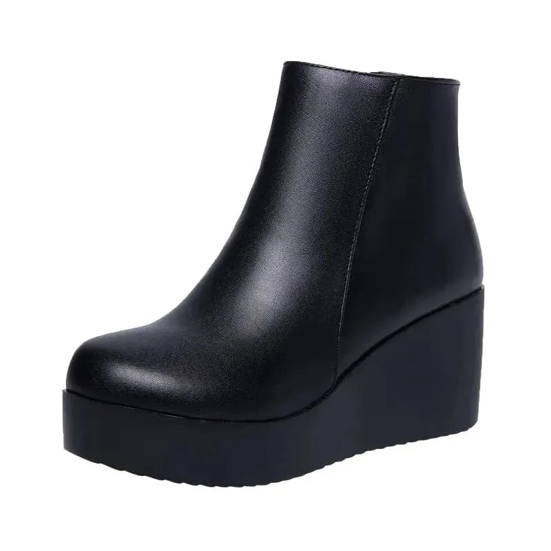 Genuine Leather Wedges Winter Boots For Women