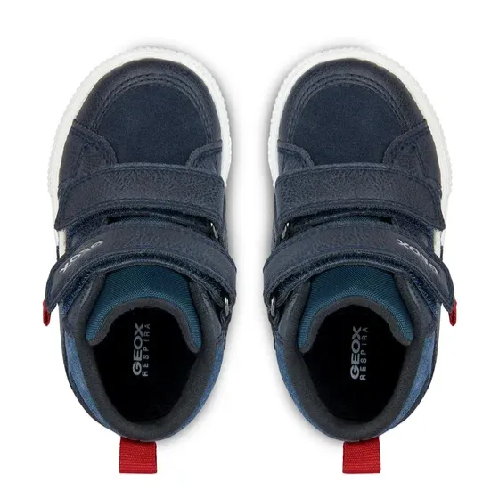 Geox scarpa sneaker alta da bambino con strappo in pelle B36A7E-022ME-C4277 Kilwi blu