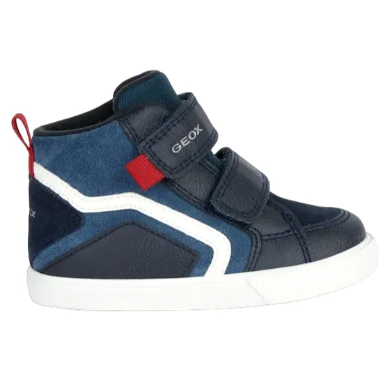 Geox scarpa sneaker alta da bambino con strappo in pelle B36A7E-022ME-C4277 Kilwi blu