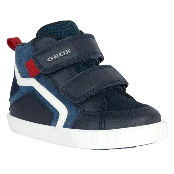 Geox scarpa sneaker alta da bambino con strappo in pelle B36A7E-022ME-C4277 Kilwi blu