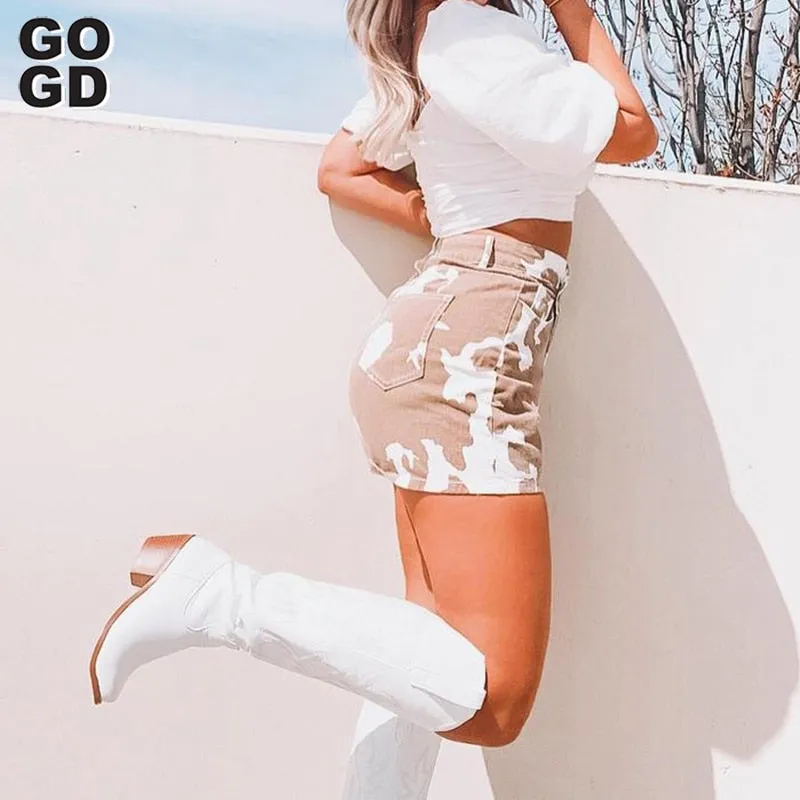 GOGD Retro Autumn Winter White Knee High Boots Big Size 41 Women Comfy Walking Female Western Cowboy Boot For Dropshipping Shoes