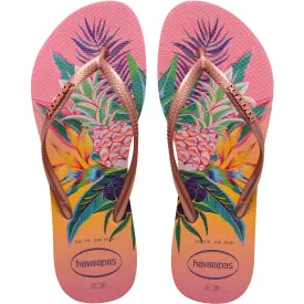 Havaianas Slim Tropical Flip Flops - Pink Porcelin - 8 UK