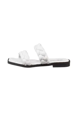 High quality soft leather flat Sole Sandals - White