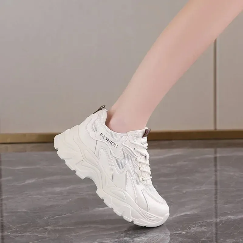 Hnzxzm Chunky Sneakers Women Trends 2024 Autumn white Thick Bottom Dad Shoes for Woman Fashion mesh breathe Platform Sneakers Ladies