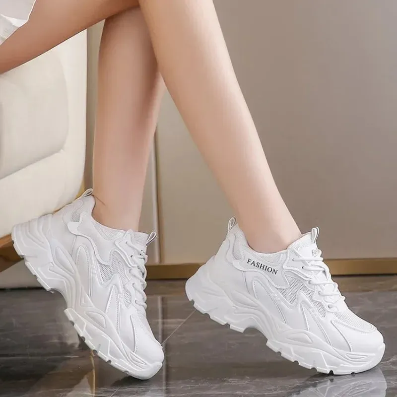 Hnzxzm Chunky Sneakers Women Trends 2024 Autumn white Thick Bottom Dad Shoes for Woman Fashion mesh breathe Platform Sneakers Ladies